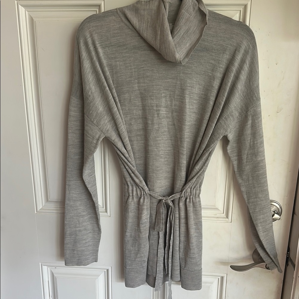 Gray Cowl Neck Knit Cardigan